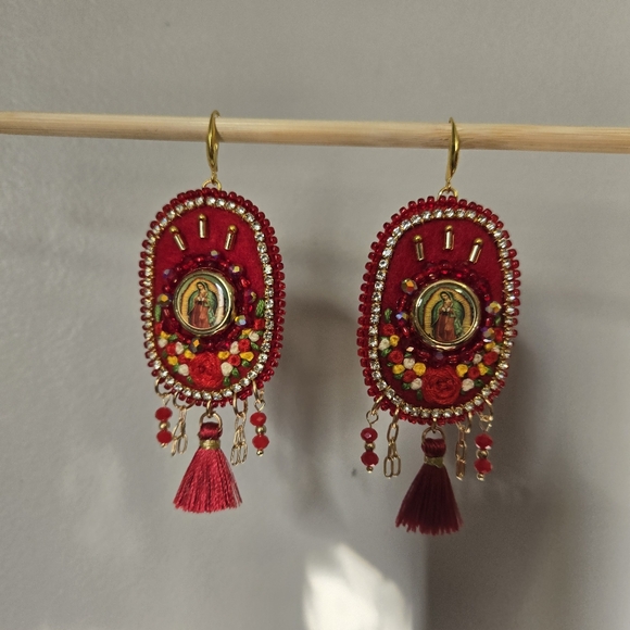 Mexican Embroidered Earrings - Picture 5 of 5